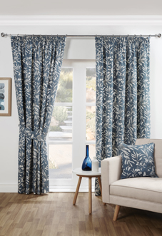 Aviary Pencil Pleat, Bluebell - Ready Made Curtains